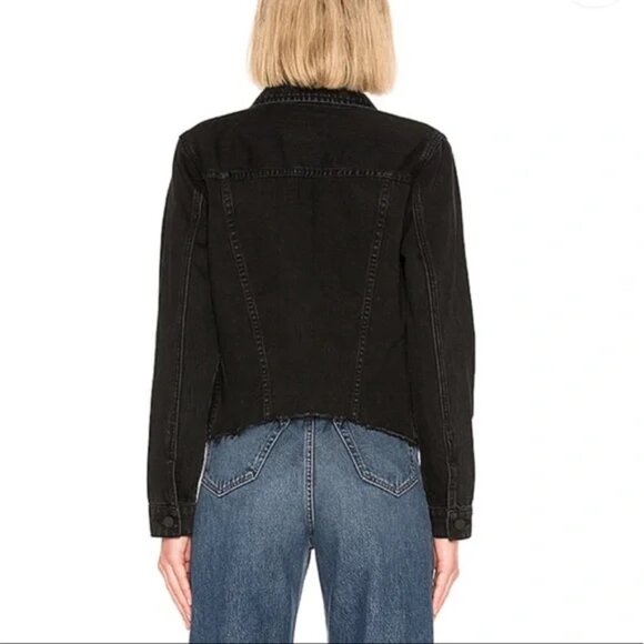 BlankNYC Black Denim Jacket In Ghosted With Raw Bottom Hem NWT - Picture 2 of 7
